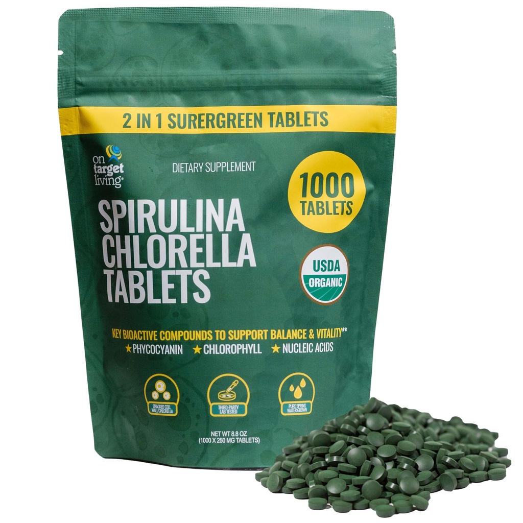 Pe țintă de viață organic Spirulina Chlorella 