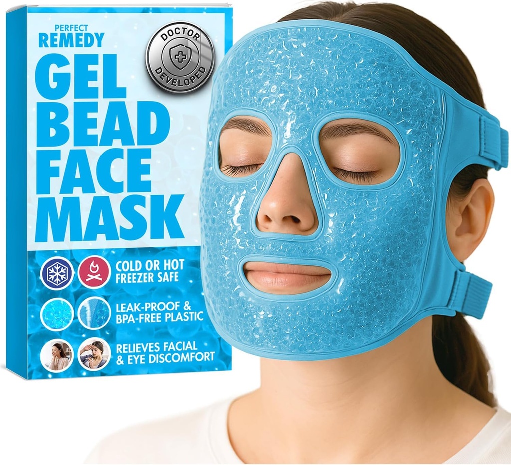 Perfect Remedy Face Ice Pack, Recusable Hot & Rece Ice Face Mask, Gel Compress pentru a ajuta cu ochii pufosi si ajutarea in conditii de Umflare, Spa facial Masca de răcire pentru femei si barbati (Blue)