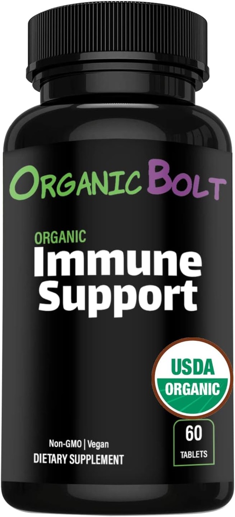 USDA Organic Immune Supplement Supplement, mare potenta 7-in-1 Imunity Booster Tablets cu vitamina C, Elderberry, Ginger, Moringa Leaf Powder, Usturoi & More - Vegan & Non-GMO, 20 Servings