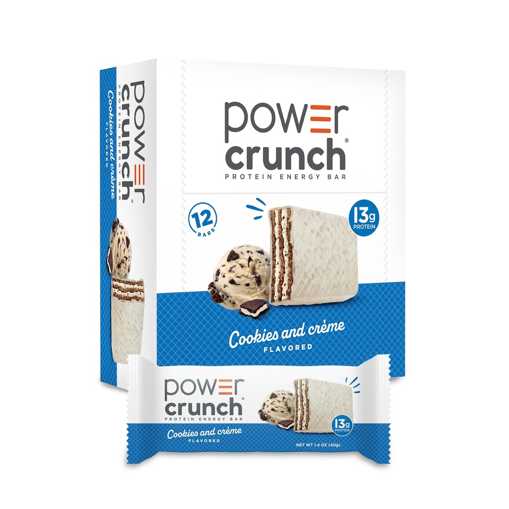 Power Crunch Proteine Baruri, Snack-uri de proteine ridicate cu gust delicios, cookie-uri și creme, 1.4 Ounce (12 conte)