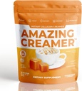 Superfoods Company Amazing Creamer with Colagen - Keto Creamer-Hyaluronic Acid & MCT Ulei - Creier Boost & Curbs Cravings - Suporturi Sanatos Skin & Hair - Diet-Friendly [30 Serviri] [Caramel salat]