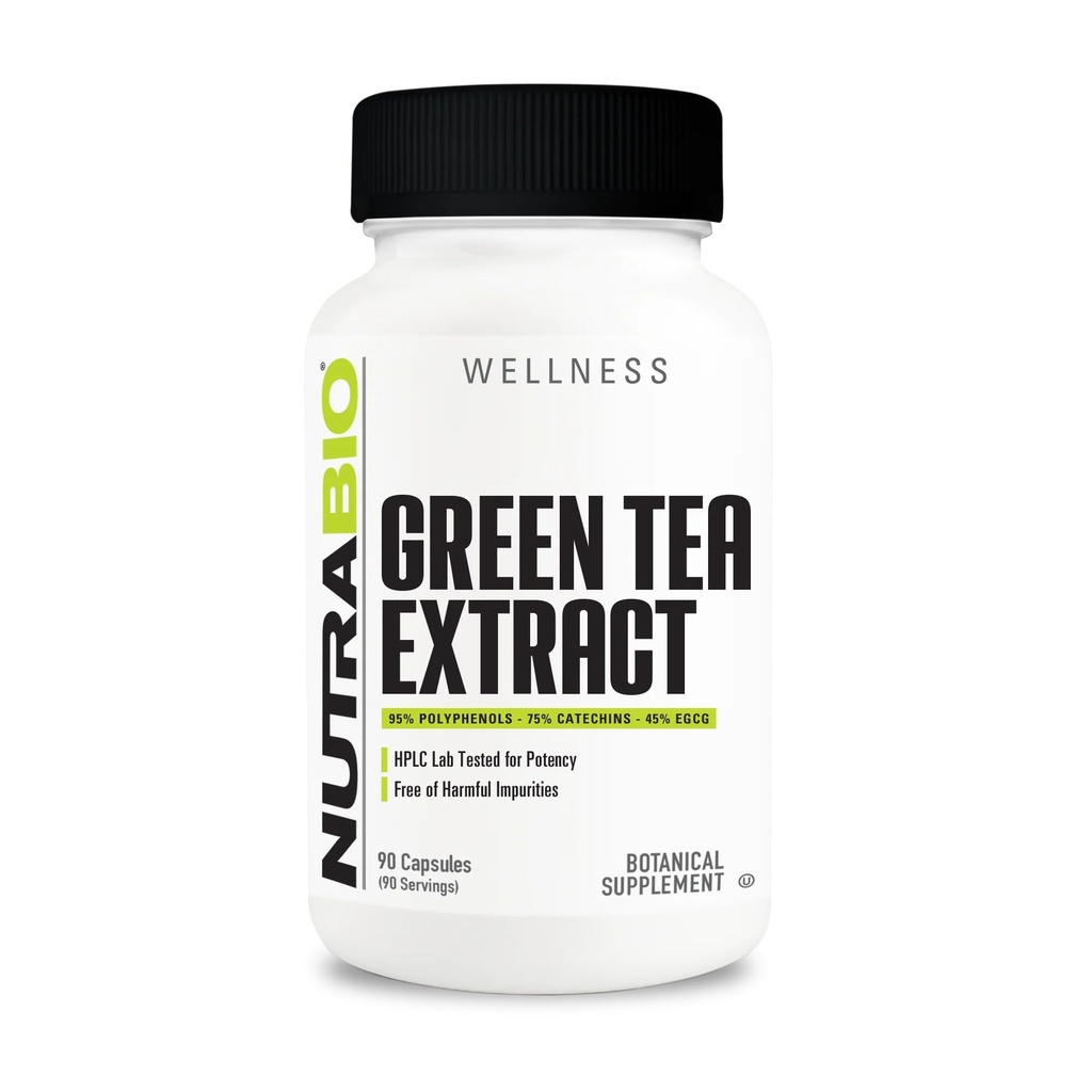 NutraBio extract de ceai verde, adaugă beneficii antioxidante și ajută sănătatea generală și Well-Being, 500mg - 90 capsule