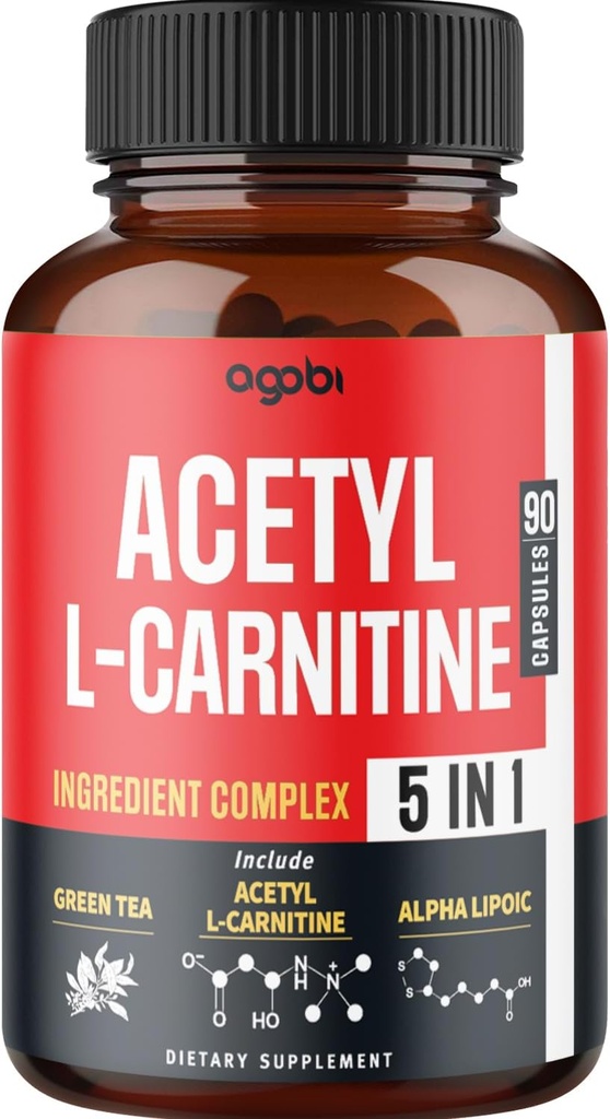 Acetyl L-Carnitina Supliment - 2600 mg 3 luni - Amestecat cu Alpha Acid lipoic, Ceai verde, Green Bean & Zapberry Cetone de cafea - Memory & Brain Health Support, Non-GMO - 90 Vegan Capsule