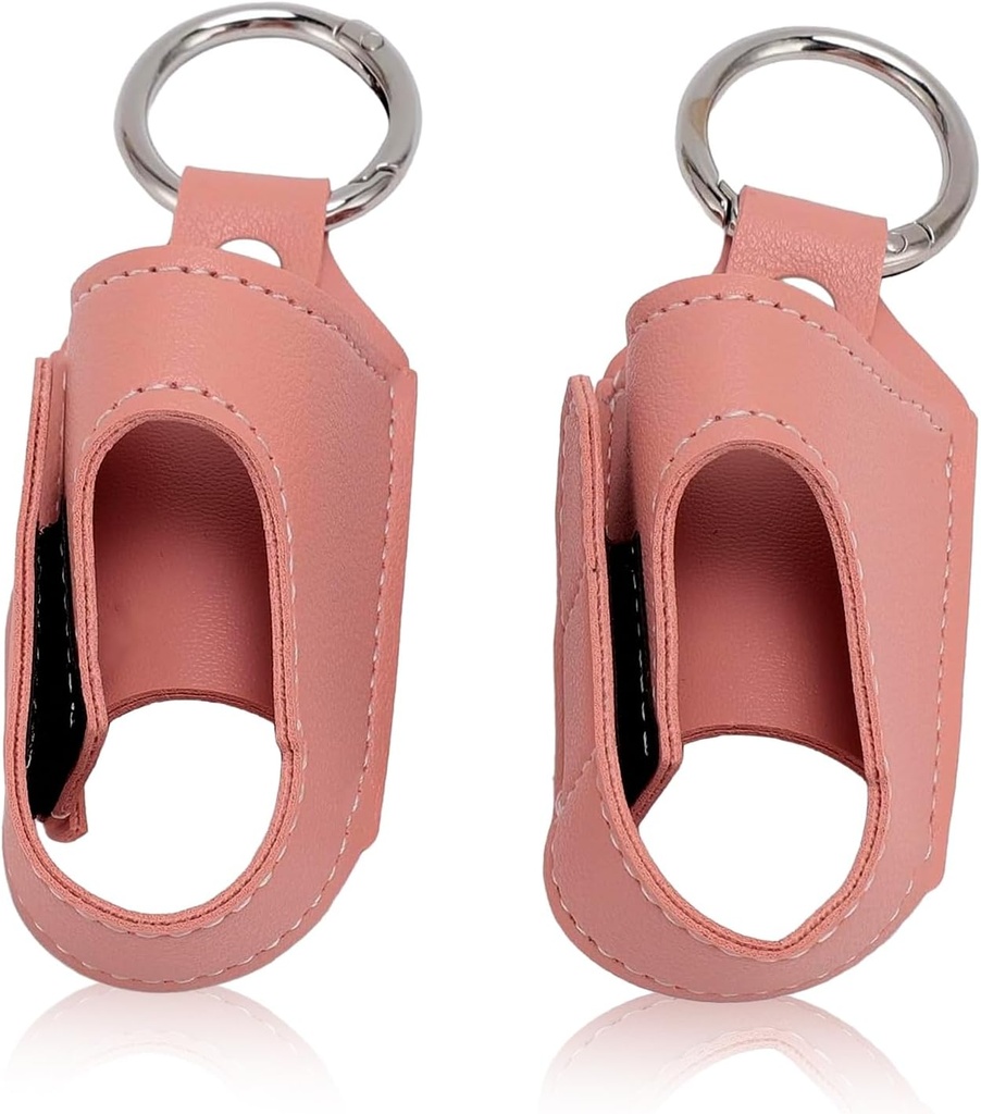HURRISE 2pcs Astm Inhaler Holder, Inhaler Holder Keychain, Portable Storage Protective PU Leather Carabiner Clip - Versatile Usage, Stilish and Design for Travel