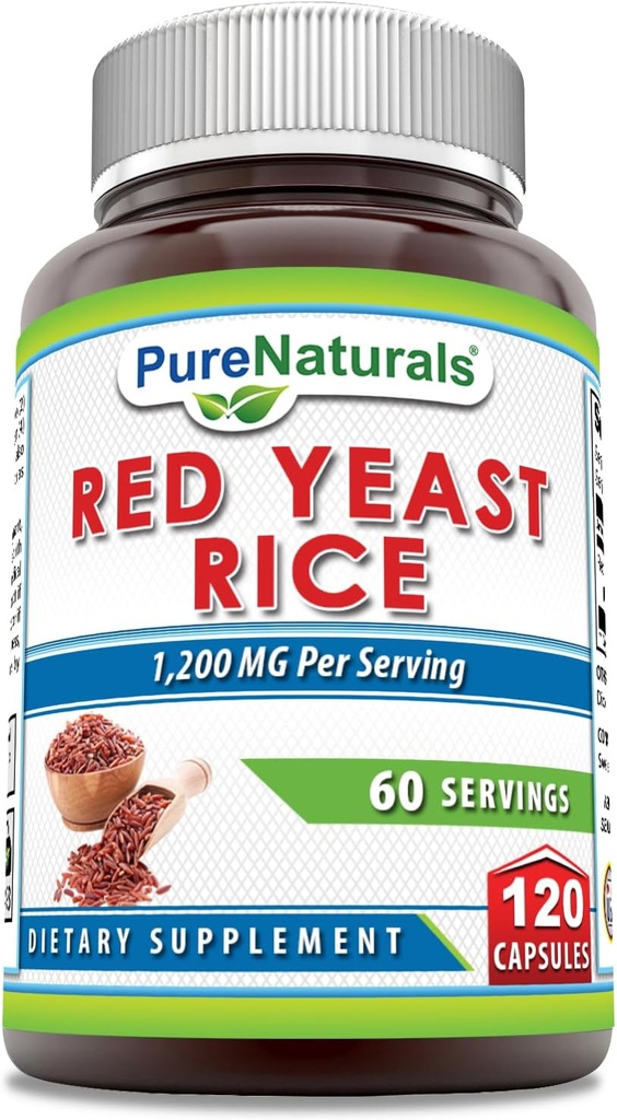 Naturale pure Red Yeast Rice 1200 Mg per Serving, 120 capsule Supliment 