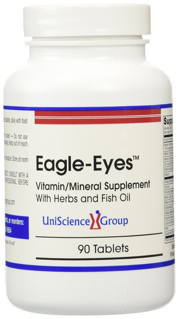 Eagle-Eyes, Optimal Vision Health with 500 mg Omega 3 Fish Oil, Lutein, Zeaxantinen, Bilberry Fruit Extract, Vitamine A, C, E, Zinc, NAC, Taurina, 90 Tablete