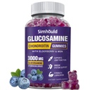 Glucosamină Chondroitin Gummies - 3000MG supliment suplimentar de suport comun de putere cu MSM & Elderberry, flexibilitate, suport imun antioxidant Gummy pentru adulți, Bărbați și femei