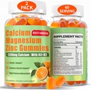 Calciu Magneziu Gume de zinc pentru adulți: 1200 mg Citrat de calciu 400 mg Glicinat de magneziu cu D3 B12 - supliment de absorbţie mare fără zahăr pentru femei (60 Count (pachet de 2))