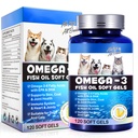 Omega-3 Ulei de pește pentru câini, Omega 3 ulei de pește cu EPA & DHA susține câini alergii sezoniere Relief, Boosts Immune Function, Mâncărime Skin Relief & Promovează Sănătatea Coat, Suplimente pentru animale de companie - 120 Geluri moi