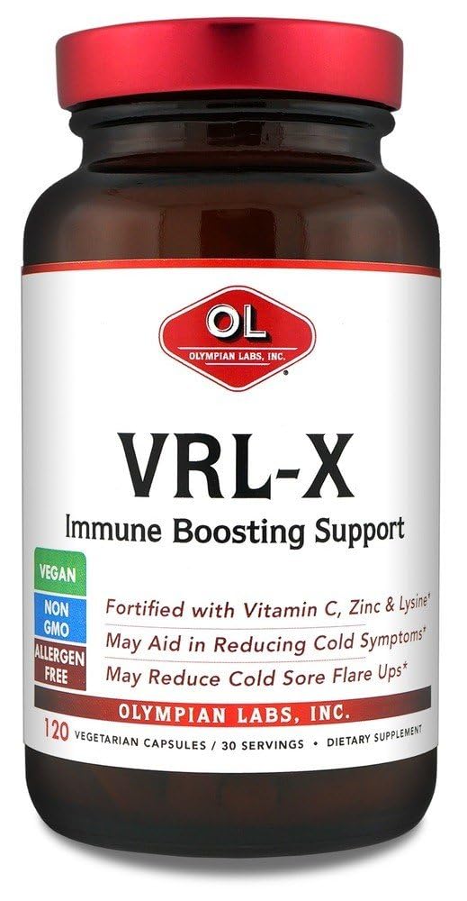 Olympian Labs VRL-X Advanced Immune Support, Vitamina C, Zinc & Lysine, May Help in Cold Sore Relief, 120 Capsule