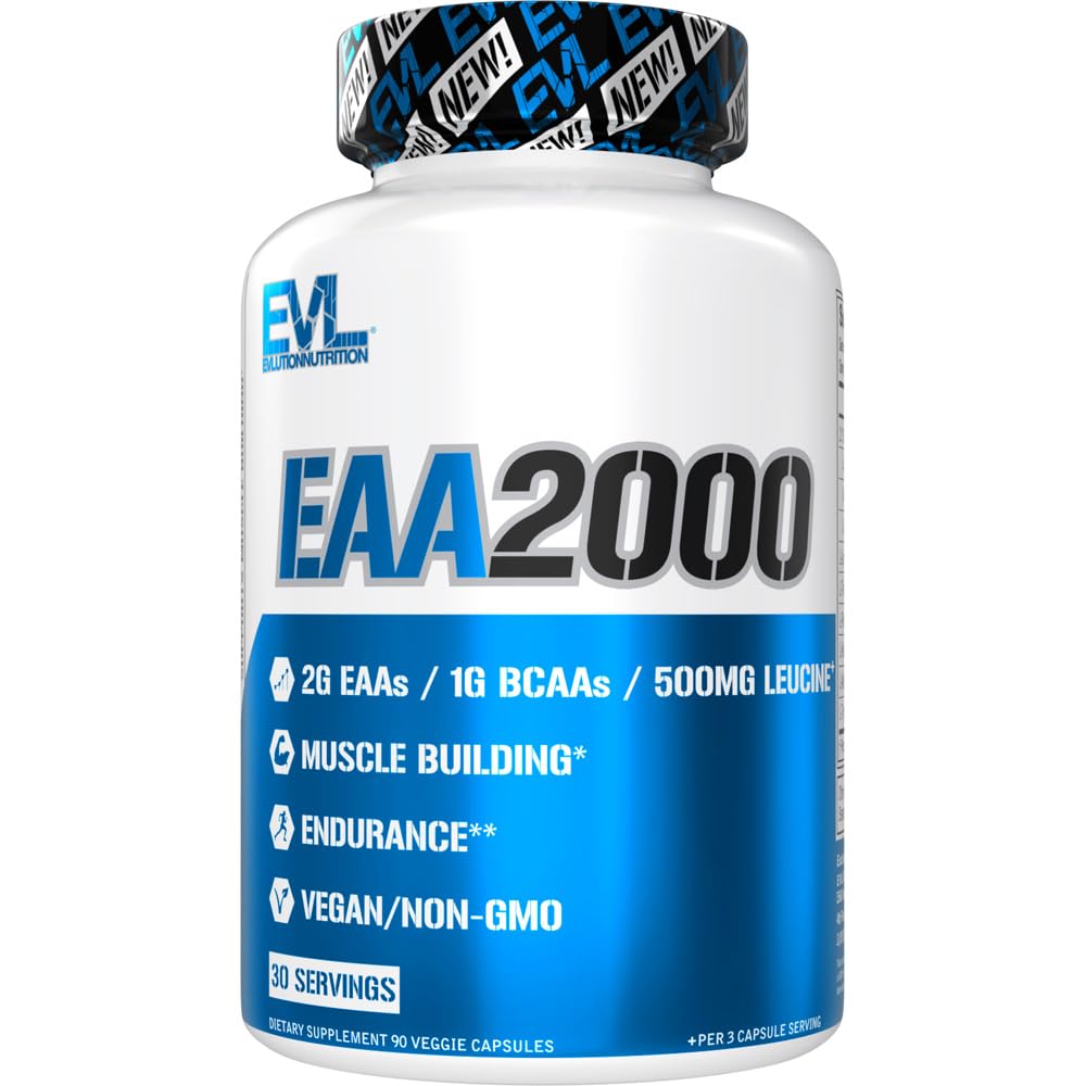 BCAA EAA Essential Amino Acids Capsule - EAA Supliment pentru Pre & Post Antrenament musculare Clădire and Recovery Support with 2g per Serving plus 1g BCAAs in Optimal 2:1:1 Ratio (30 Servings)