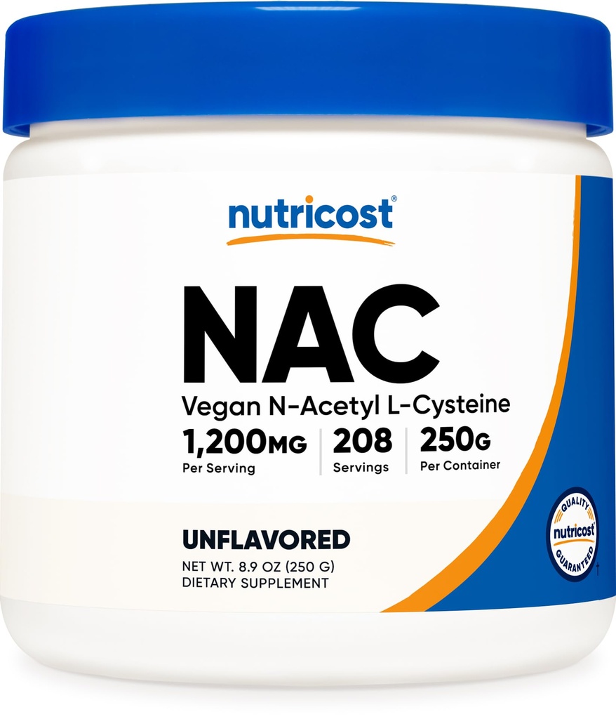 Nutricost N-Acetyl L-Cysteine (NAC) Pulbere 250 Grams - Vegan NAC, Non-GMO, Gluten Free