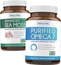 Irish Sea Moss & Omega 7 (3-Month Supply) Sea Omega Combo Bundle - Organic Irish Sea Moss - Raw Vegan Supplement (180 Caps) & Omega 7 Softgels - Provinal Sustainable Anchovy Fish Oil -90 Caps