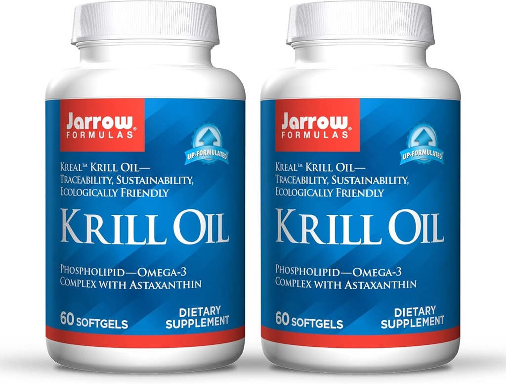 Jarrow Formulas Krill Oil - 60 Softgels - Complexul Fosfolipid Omega-3 cu Astaxantină - Poate sprijini managementul lipidelor, funcția cerebrală și metabolismul - 30 Servings