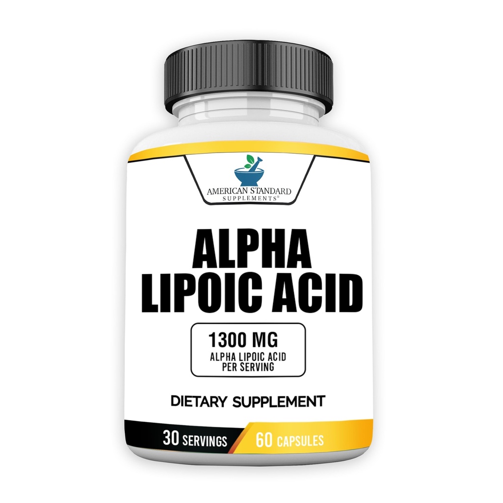 American Standard Supplements Alpha Acid lipoic 1300mg Per Serving - Vegan, Gluten Free, Non-GMO, 60 capsule, 30 Servings