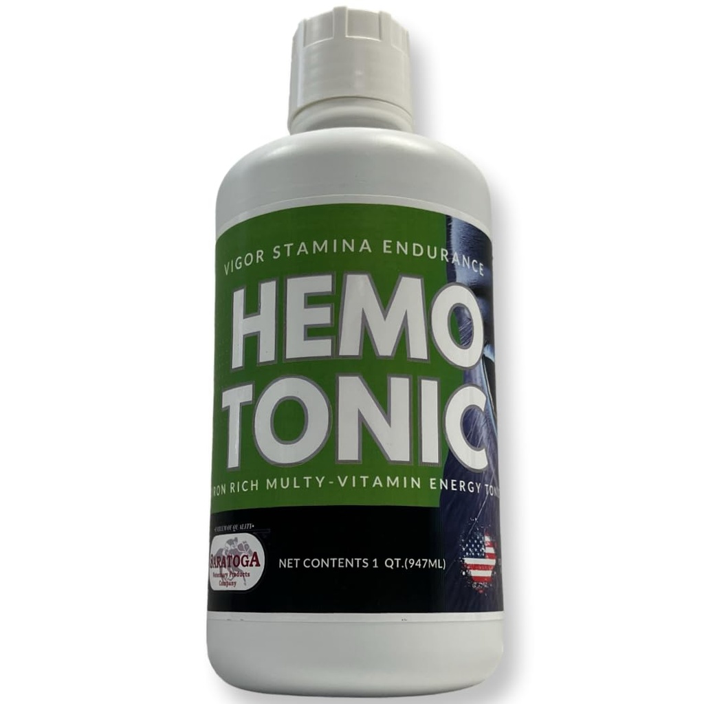 Hemotonic - Iron Rich Multi-Vitamin Energie Tonic Putere Packed Blood Builder & Energetic Revitalizator pentru Cai de Saratoga Produs Veterinar (1 Qt)