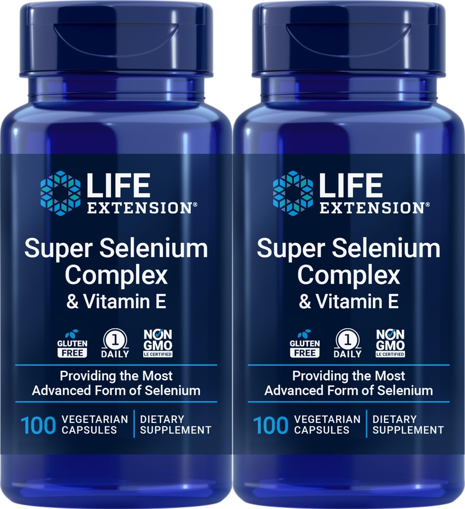 Life Extensie Super Seleniu Complex 200 mcg & Vitamina E, 100 Veg Caps (Pachet de 2)