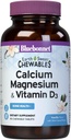 Bluebonnet Nutriție Calciu Magneziu Plus Vitamina D3 Earthweet, Bone Health & Musculare Relaxare, Soy-Free, Gluten-Free, Kosher Certified, Dairy-Free, 90 Vanilla Aromate comprimate masticabile