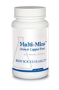 Biotics Cercetari Multi Mins Complexul Multi Minerale Free Fier si Copper, Sursa Echilibrata de Chelate Minerale si Alimente Whole, Minerale Fitochimice, Absorbite usor. 120 Taburi