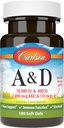 Carlson - A & D, 10000 UI (3000 mcg RAE) Vitamina A, 400 UI (10 mcg) Vitamina D3, Vision Support, Skin Health, 100 Gels moi