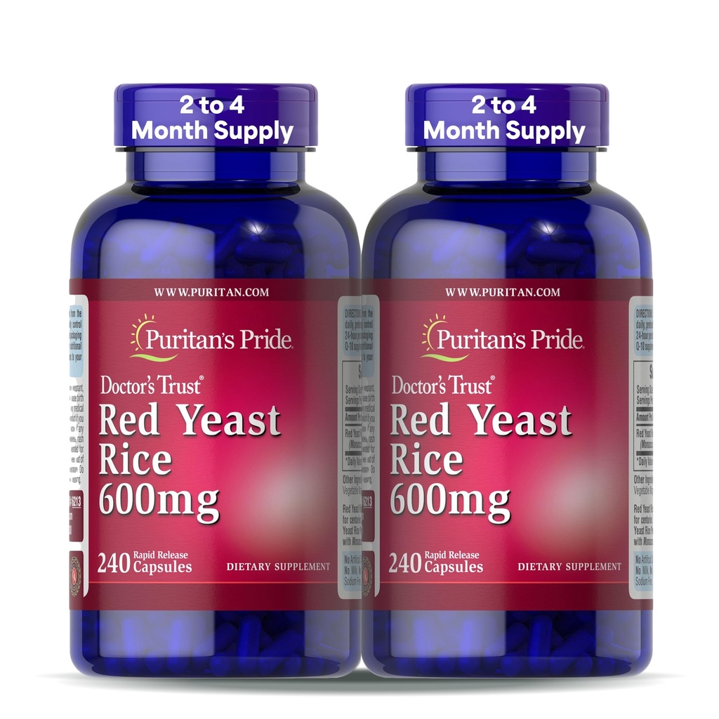 Puritan's Pride Doctors Trust® Red Yeast Rice 600mg, Dietary Supplement, 240 Rapid Release Capsule, 2 Pack
