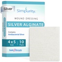 Silver Calciu Alginate Wound Dressing - Simplity - 4"x 5" Pad-uri individuale groase - Silver Dressing for Wound Care - Non-Stick Steril Alginate de calciu - Safe n' Produse simple de îngrijire a rănilor