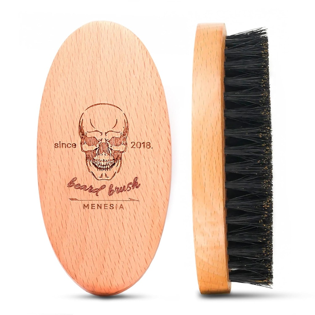 Perie de păr Bristle Barbă pentru bărbați, Perie de buzunar de călătorie bărbați din lemn mic Beard moale (Craniu)