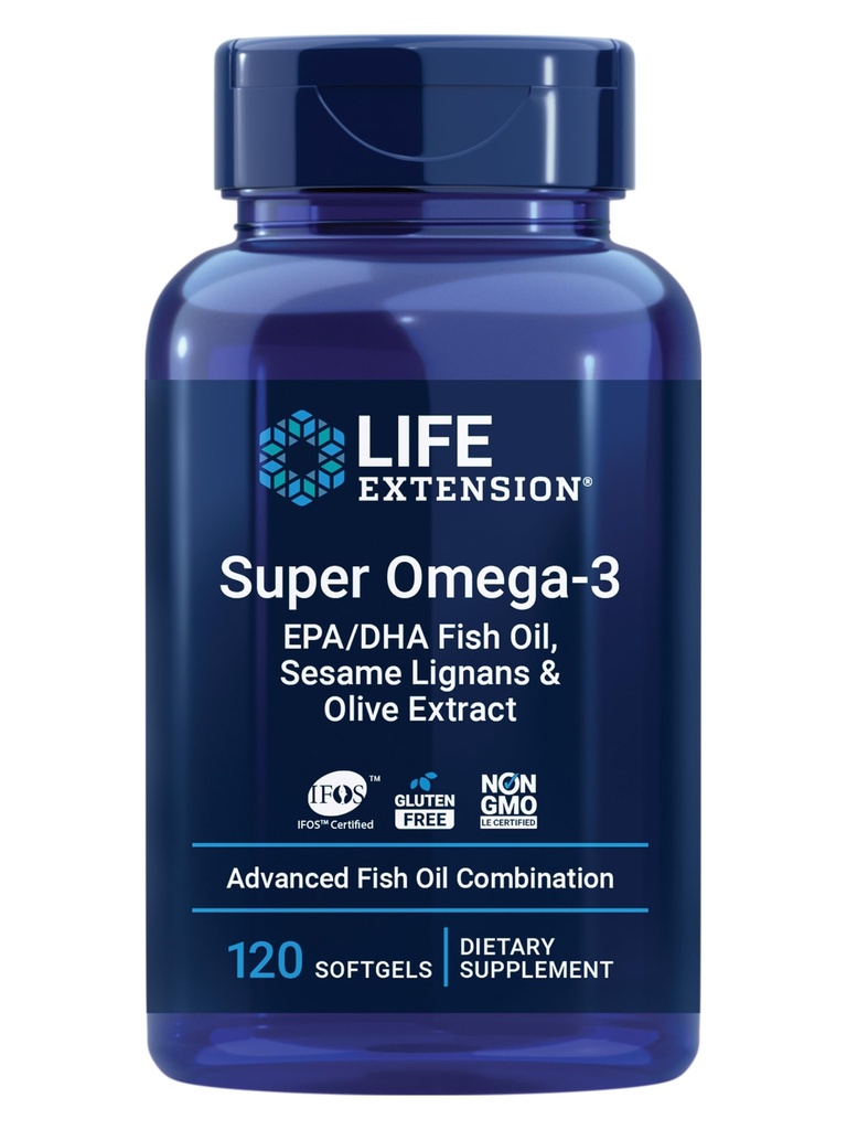 Extensie de viață Super Omega-3 EPA/DHA cu Sesame Lignans & Extract de măsline, 120 Conte