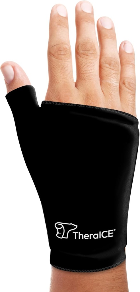 TheraICE Wrist Ice Pack Wrap Degete Brace pentru ambele mâini pentru terapie fierbinte și rece - Manusa moale reutilizabil pentru leziuni, Carpal Tunnel, Artrita, De Quervain lui Tenosinovita - se potrivește cei mai mulți bărbați - L/XL