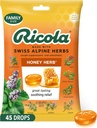 Ricola Honey Herb Cough Drops, 45 Count, Fair Trade Honey & Natural Menthol Cough Supressant & Ghroat Relieving Drops, Great Tasting Relief pentru tuse și iritație simptome