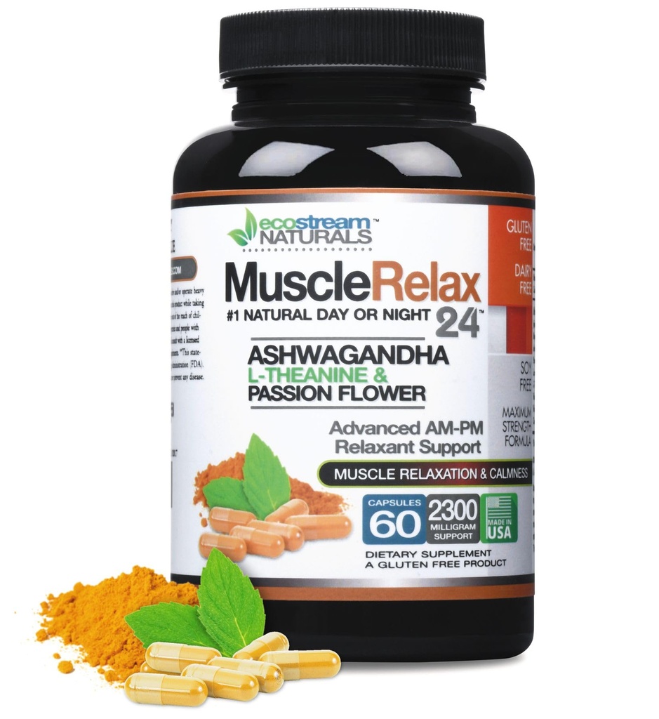 Relaxant - Muşchi Relaxaţi-vă 24/7 - mare 2300 Milligram zi / noapte Utilizaţi capsule Suport maxim de rezistenţă - cu valeriană, flori de pasiune, magneziu