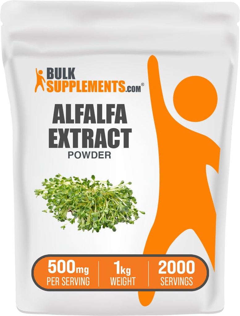 BulkSupplements.com Alfalfa Extract pulbere - Alfalfa Supliment, Green Superfood pulbere - Vegan & Gluten gratuit, Green Suplimente - 500 mg per Serving, 1kg (2,2 lbs) (Pachet de 1)