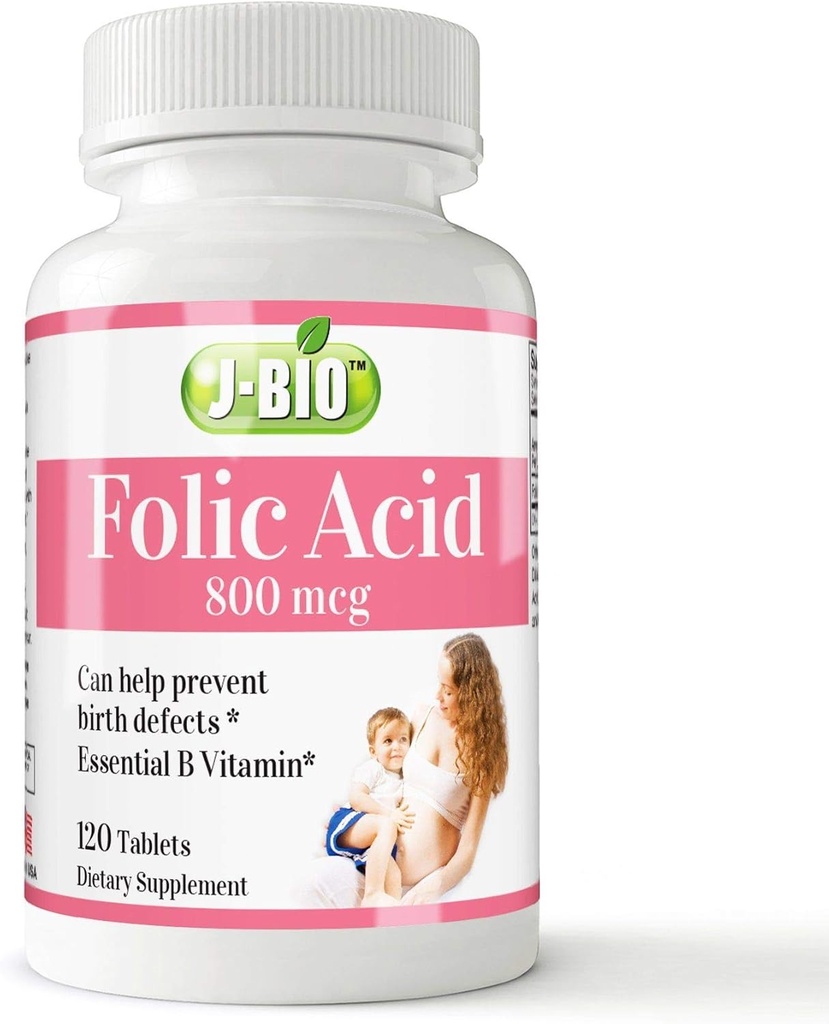 Acid folic J-Bio 800mcg (120 comprimate) Regimul zilnic de sănătate şi îngrijirea prenatală pentru femei