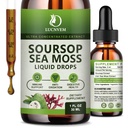 (2 Pachet) Soursop organic Graviola cu picături de lichid Moss Sea, Soursop Bitters lichid bogat în multivitamine pentru antioxidant natural, Boost imun, Suport Cell & Regenerare, Aroma Ananas