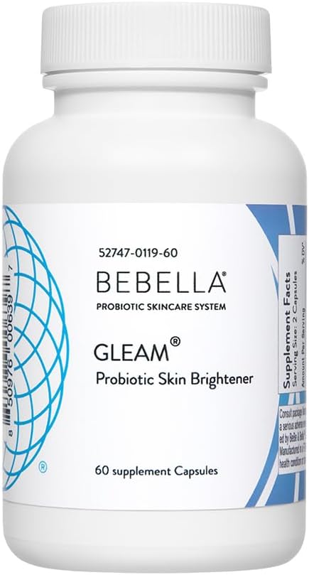 Bebella Gleam Probiotic Blend Skin Lightening w Glutatione- Redus NAC Alpha Acid lipoic VIT C & Marine Colagen Peptide 60 Capsule