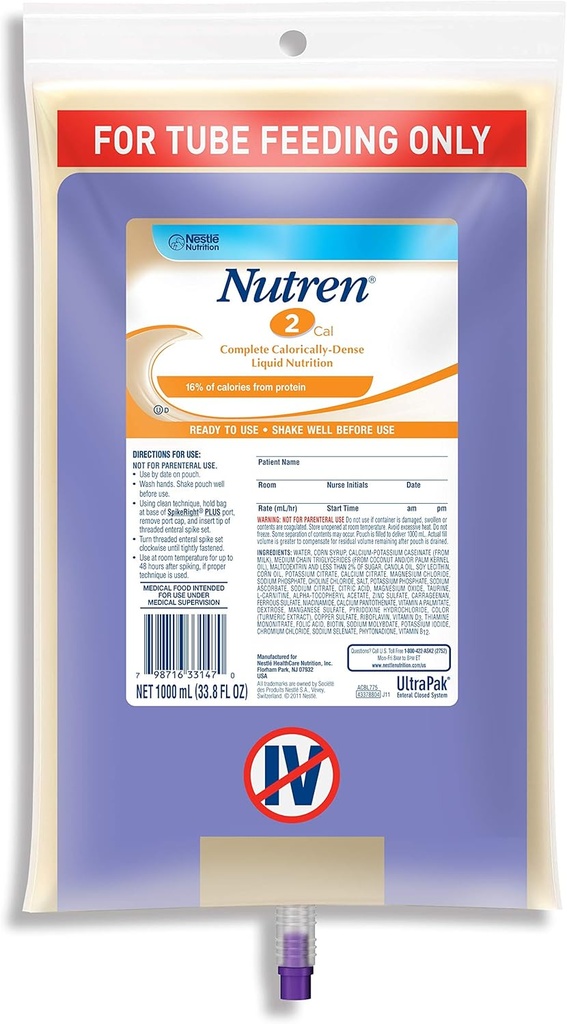Nutriţie clinică Nestle Nutren 2.0 Supliment nutriţional, NCL44146H, 1 Lire