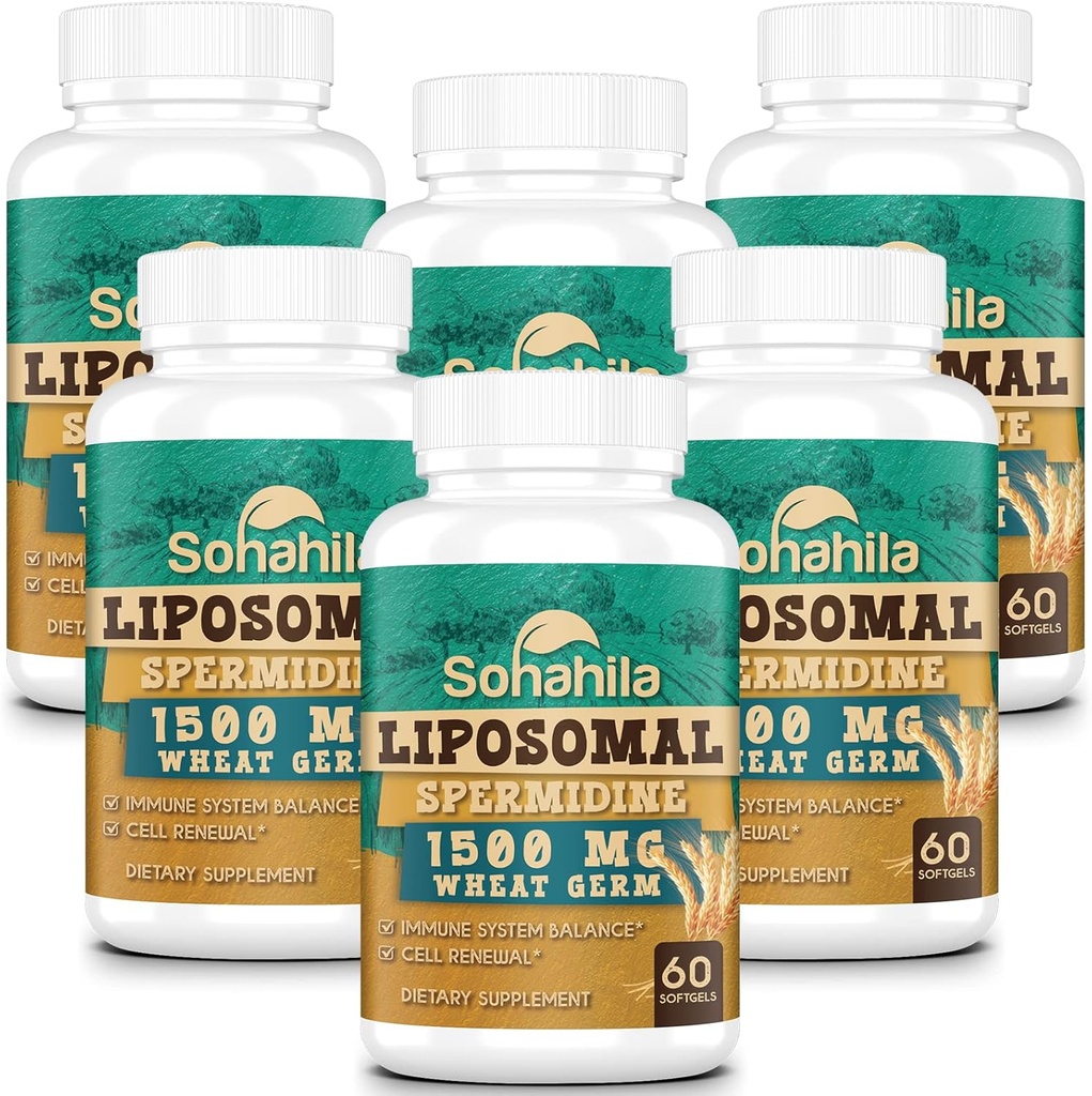 Spermidină Supliment 15 MG - 99% Puritate, Absorbție ridicată, 1500 MG Germeni de grâu fermentat Extract cu zinc & Tiamină, Spermidină pentru bărbați și femei - Reînnoirea celulelor, Aging Defense, Energie, 360 Softgels