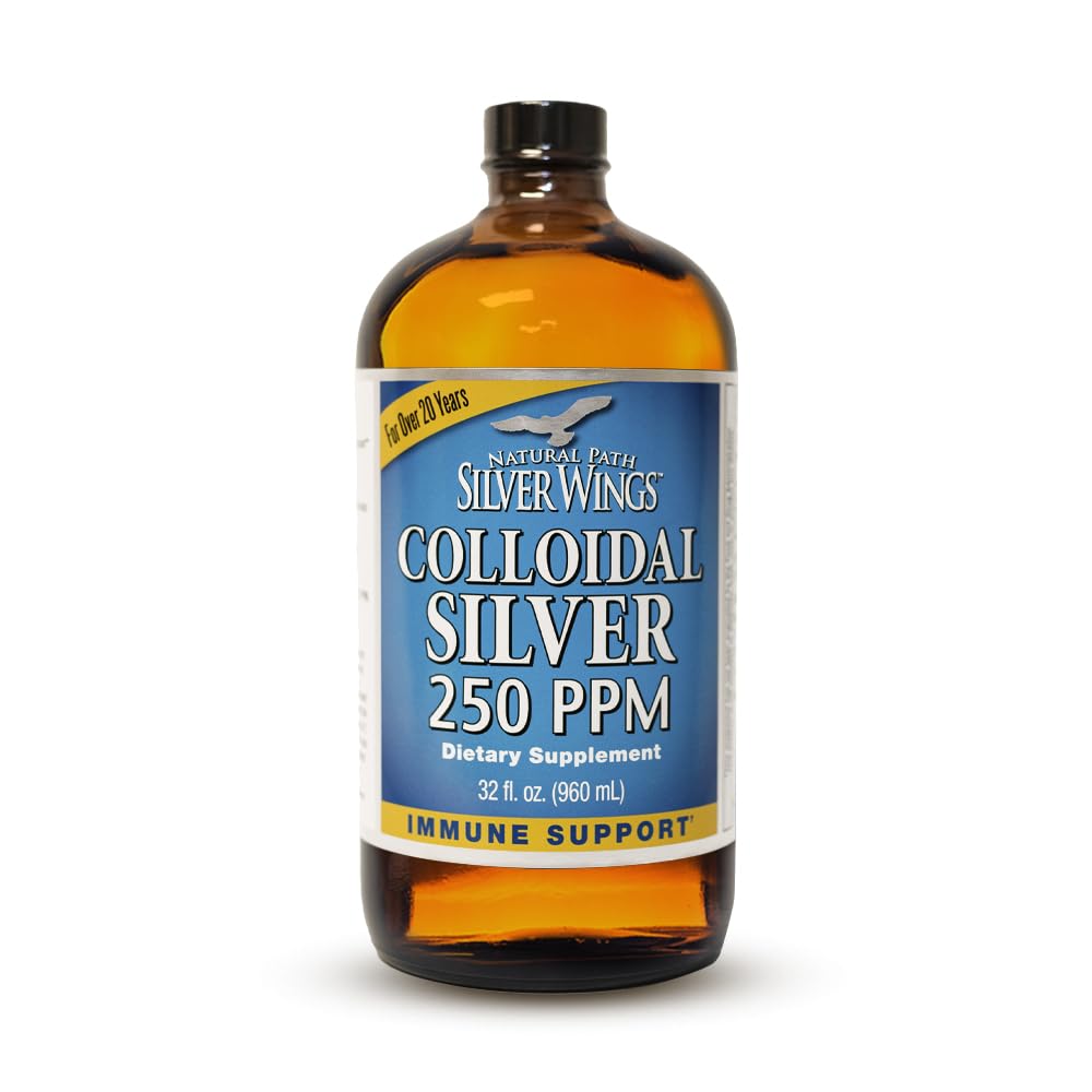 Natural Path Aripi de argint coloidal lichid de argint - îmbunătățit supliment de sprijin imun - 250ppm (1250mcg) - 32oz