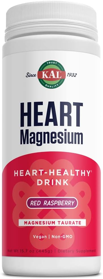 KAL Heart Magneziu băutură Mix, Red Raspberry magneziu Taurate pulbere inima sanatate Suplimente pentru inflamație, Zahăr gratuit, Vegan, 100 Serviri, 15.7 oz