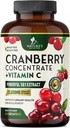 Cranberry Supliment Pastile 25,000 mg - mare potenta Vitamina C Afine pentru femei si barbati, tract urinar de sănătate de sprijin, Zahăr gratuit, Gluten gratuit, non-GMO, Cranberry concentrat extract - 60 capsule