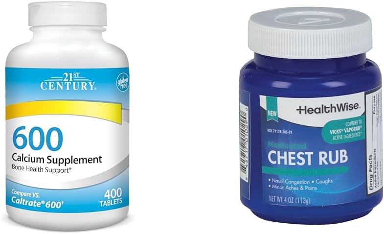 21st Century Calciu 600 mg comprimate 400 Conte & HealthWise medicamentate Chest Rub 4oz Tuse Suppressant