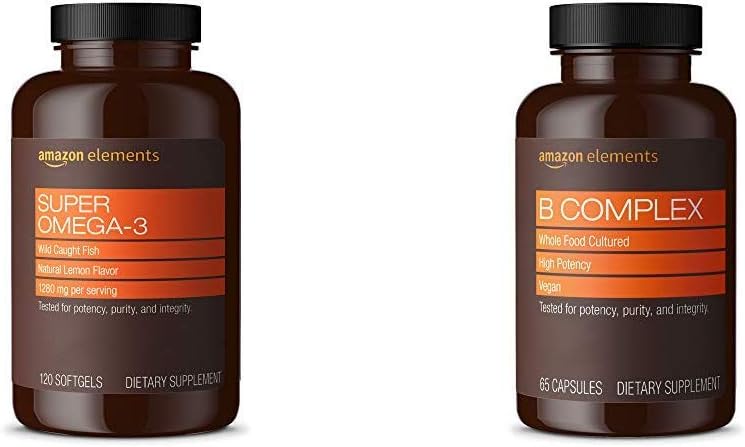 Elemente Super Omega-3 (conte 120) şi Complexul Elemente B (65 capsule)