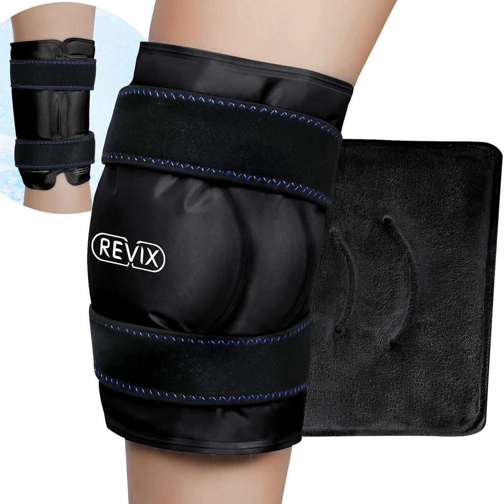 ReVIX XL Ice Pack pentru recuperarea genunchiului de înlocuire, Wrap cu compresie rece pentru discomfort și oboseală, Gel Cold Pack Wrap în jurul întregii genunchi, promovarea flexibilității și mobilității
