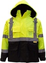 Troy Safety Men's Ansi Class 3 High Vizibilitate Bomber Jacket cu fermoar, PVC Pocket, Black Bottom, Qty 1 (Medium, Lime Green)