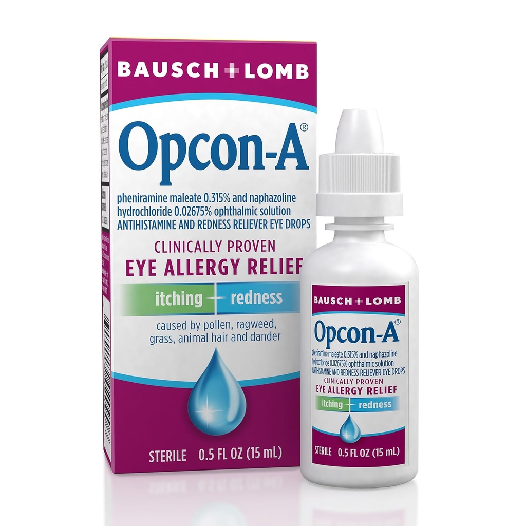 Opcon-A Alergie ochi picături de Bausch + Lomb, pentru mâncărime şi înroşire Relief, roşu şi mâncărime ochi picatura ochi antihistaminic, clinic dovedit tratament, 0.5 Fl Oz