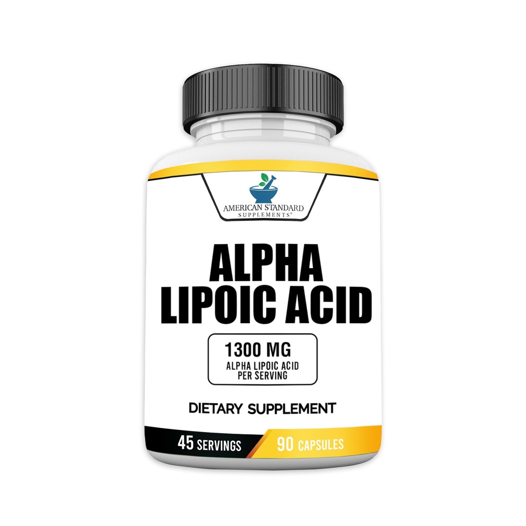American Standard Supplements Alpha Acid lipoic 1300mg Per Serving - Vegan, Gluten Free, Non-GMO, 90 capsule, 45 Servings