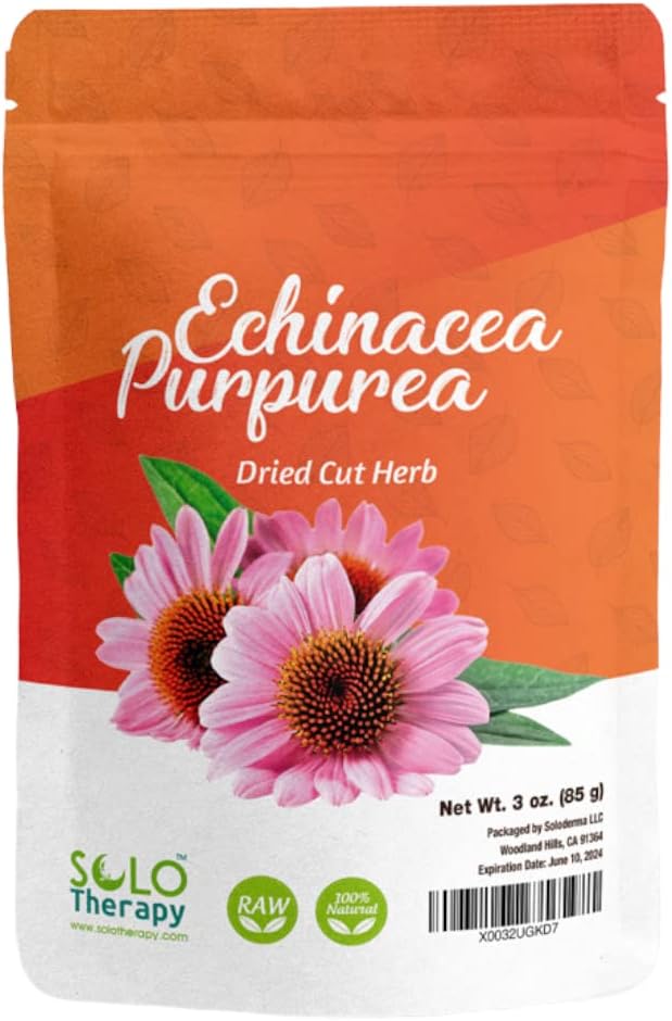 Echinacea Purpurea Herb 3 oz, Echinacea Purpurea Herb Ceai, Cut Herb uscat, sac reutilizabil, calitate premium, 100% Natural