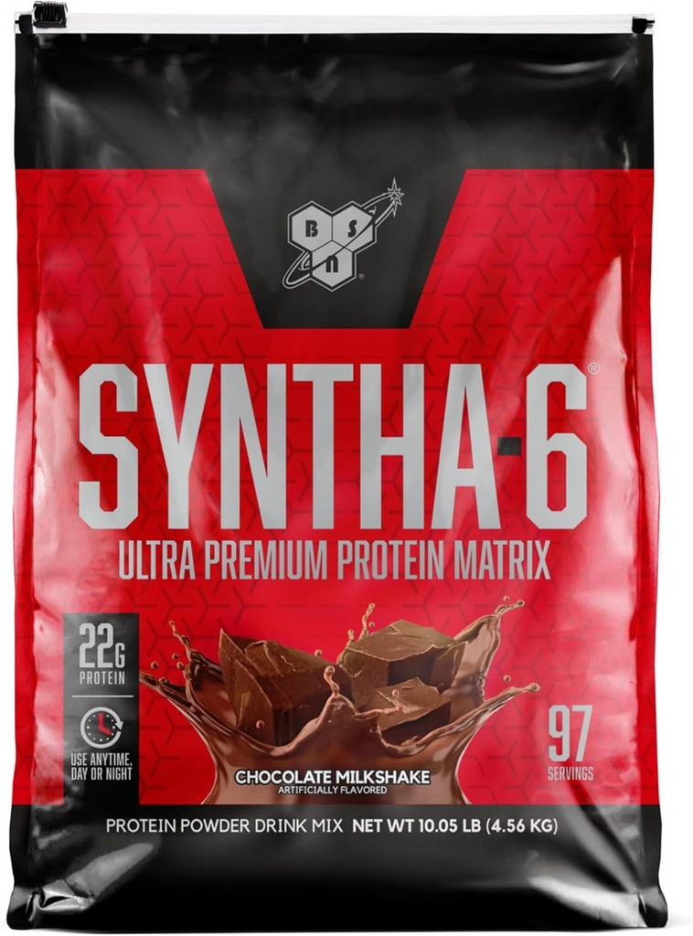 BSN SYNTHA-6 Whey Pulbere de proteine cu Micellar Casein, Ciocolata Milk Proteine Izolate Pulbere, Ciocolata Milkshake, 97 Serviri (Pachet mai Vary)