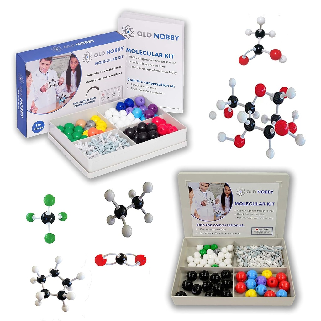 Kit model chimie organică (239 Piece Kit și 115 Piece Kit) - Model molecular Student sau Pachet profesor cu Atoms, Bonds și Ghidul Instrucțional