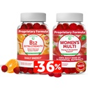 Lunakai Vitamina B12 și Femeii Multivitamine Gummie Bundle - non-GMO & Vegan Supliment pentru suport energetic și sănătatea osoasă - 100% Valoarea zilnică a 16 Vitamine esențiale și minerale - 30 zile de aprovizionare